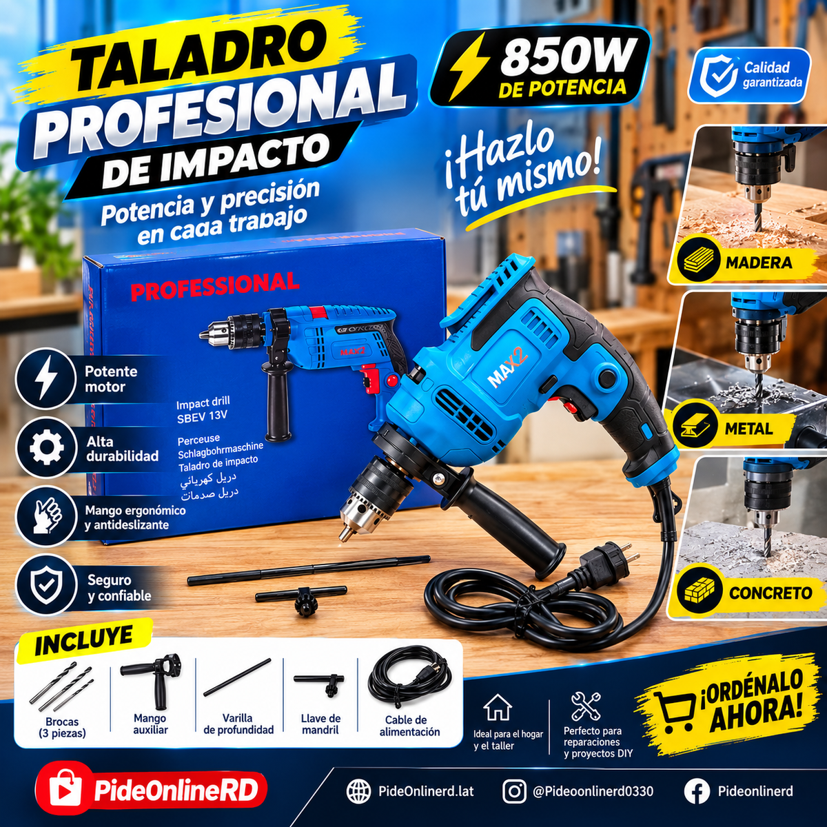 Taladro Profecional electrico,potencia Y Precision En Cada Trabajo